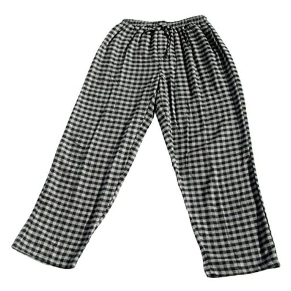 Men's 100% Cotton/Flannel Sleep Pants, Grey- Black